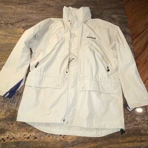 🌸  Timberland Weathergear‎ Mens Jacket Tan Waterproof Hooded Zip Up size med